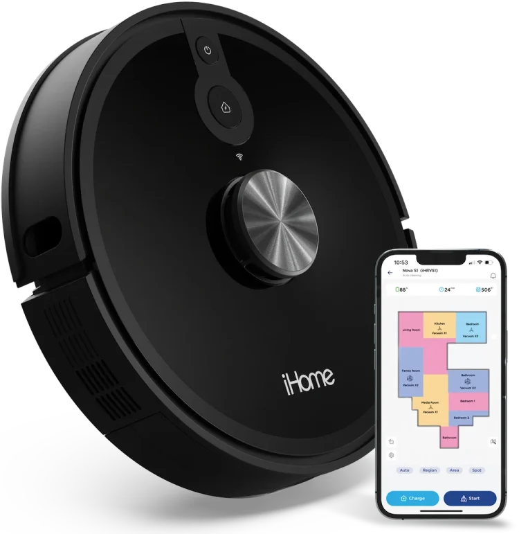 iHome AutoVac Nova S1 Robot Vacuum with LIDAR Navigation, 150 Min Runtime, 2700pa Suction - MadeInUSA