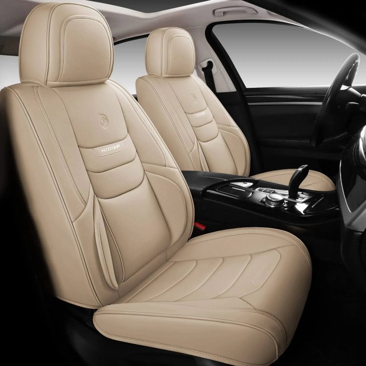 HAITOUR Full Coverage Leather Car Seat Covers Front Pair Universal Fit for Most Cars Sedans Trucks SUVs with Waterproof Leatherette in Automotive XT01 - MadeInUSA