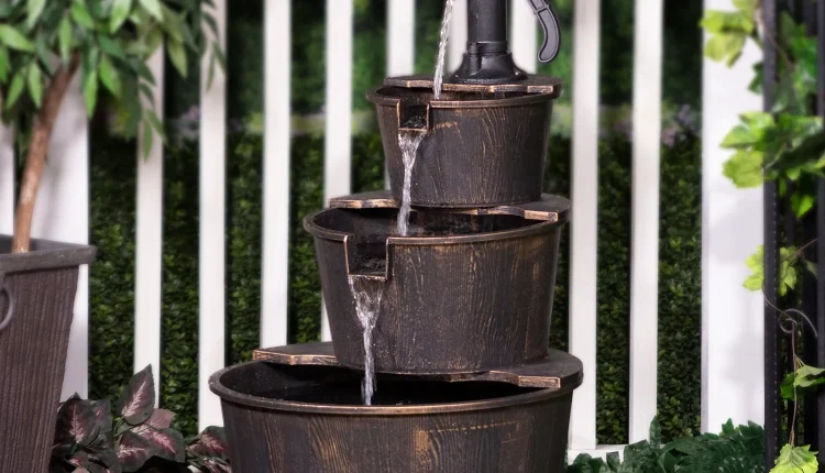 Alpine Corporation 40 Three Tier Pump Outdoor Fountain Decor, Brown - MadeInUSA