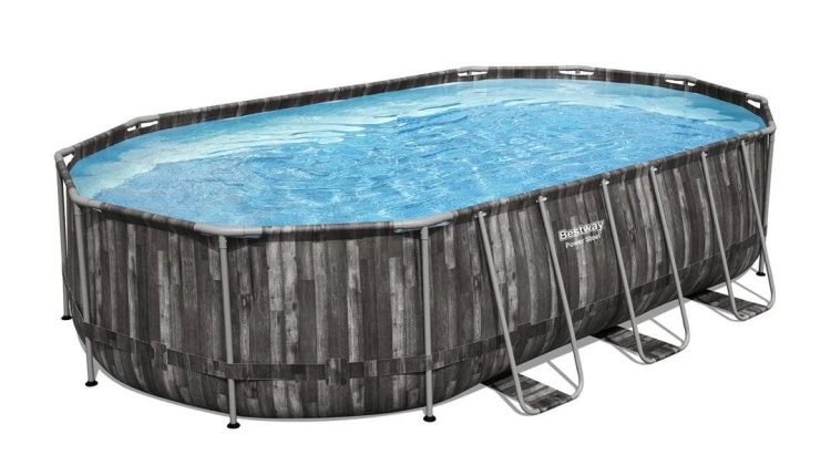 Bestway 5611SE-BW Power Steel Frame 20 x 12 x 4 Foot Above Ground Oval Pool Set - MadeInUSA