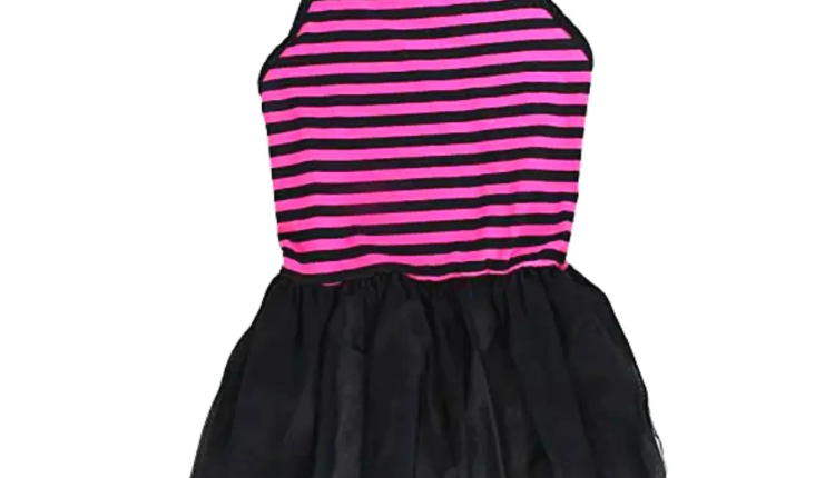 Midlee Pink & Black Stripe Tutu Large Dog Dress